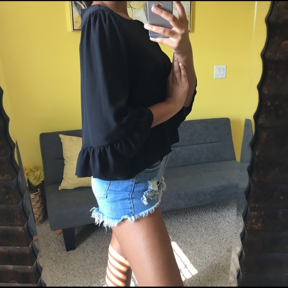 Black, long sleeved blouse - Picture 3 of 6